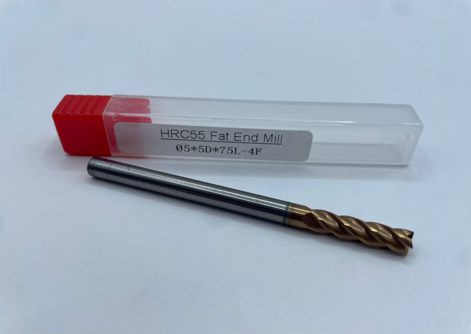 Solid carbide end mill, HRC55, 5mm, long